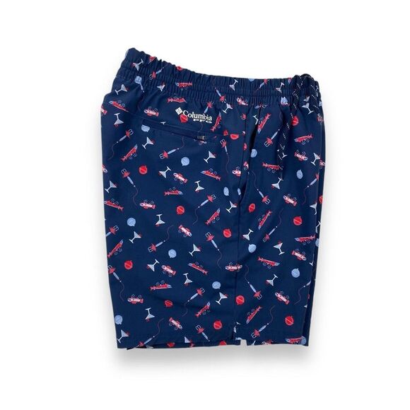 COLUMBIA PFG 'Slack Tide Hybrid' Mens‎ Shorts Fishing Martini Print Lined Large - Picture 1 of 11